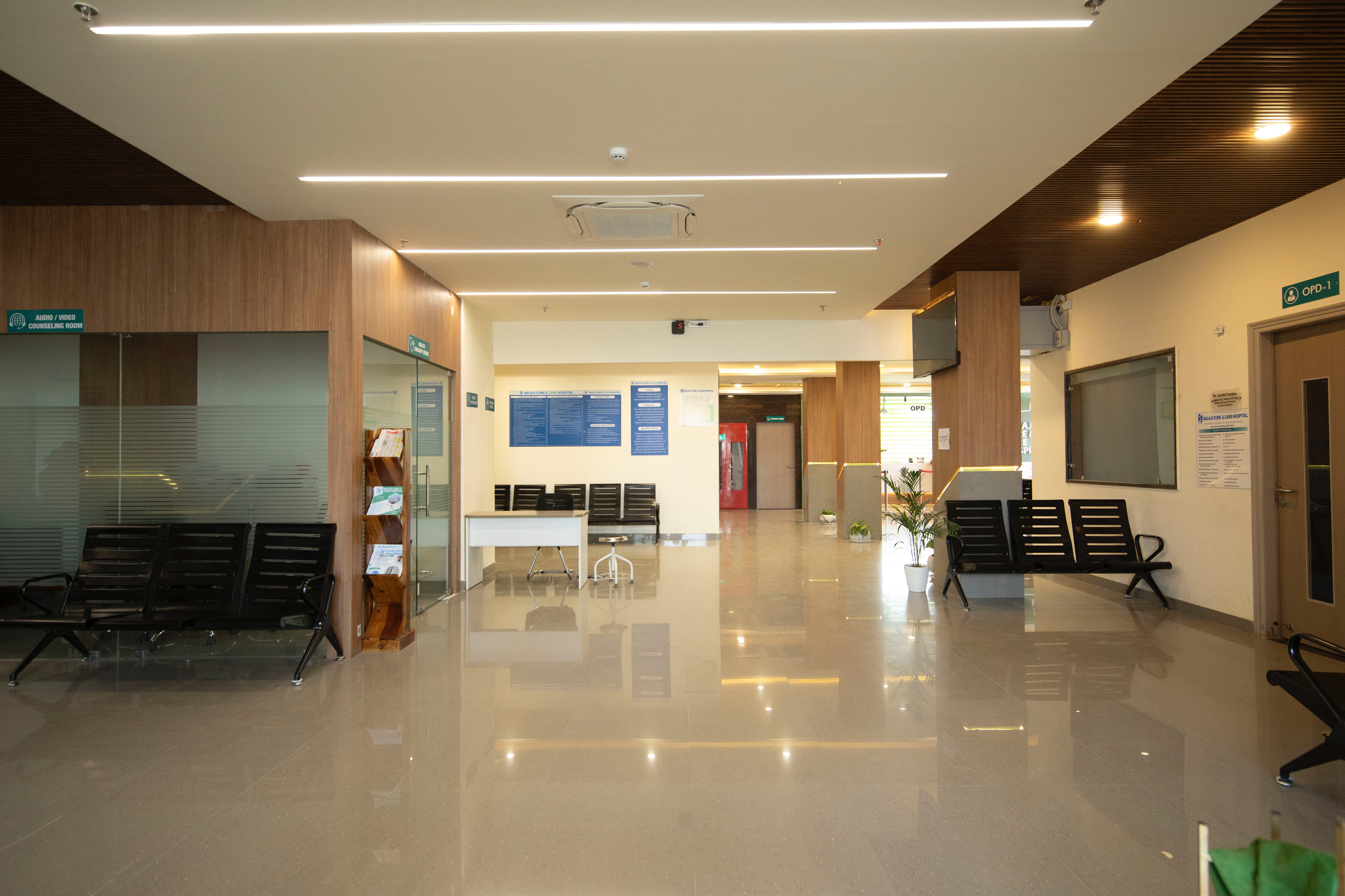 Balaji Hospital OPD lobby and patient circulation — Studio Athenos, Jaipur