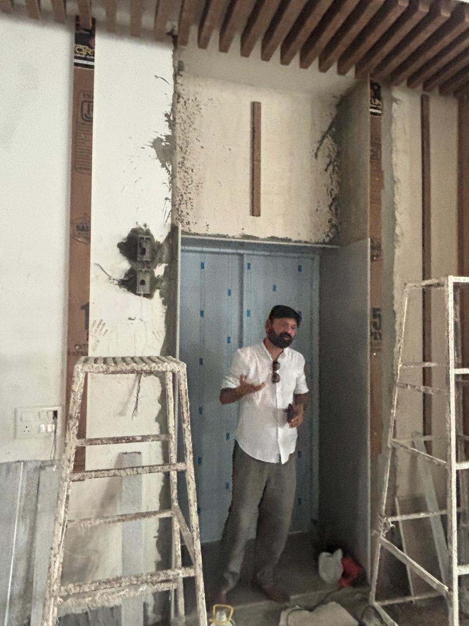 Ar. Rahul Saxena on site at Dhaka Hospital, Deedwana, Rajasthan — Studio Athenos
